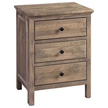 American Made Solid Wood 3-Drawer Nightstand - Wide